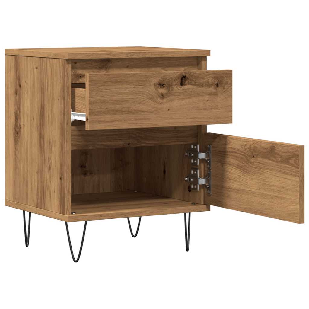 Mesita De Noche Madera De Ingeniería Roble Artisian 40x35x50 Cm_2