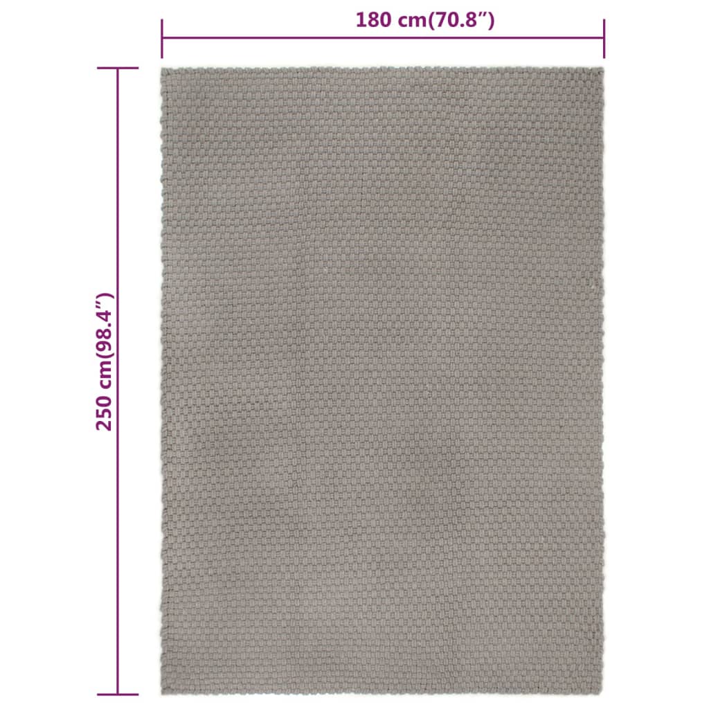 Alfombra Rectangular Algodón Gris 180x250 Cm / Vetonek_5