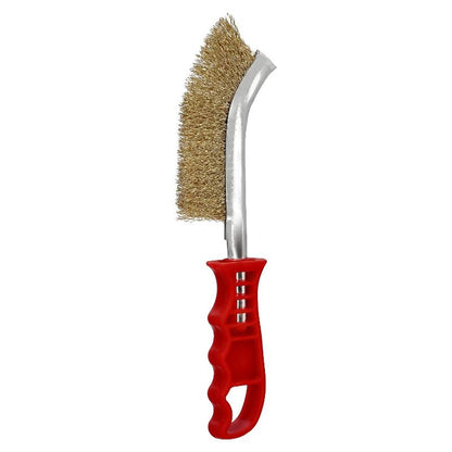 Cepillo Acero Latonado Mango Rojo 25 Cm. Cepillo Eliminación Oxido, Pintura, Pulido De Metales._0