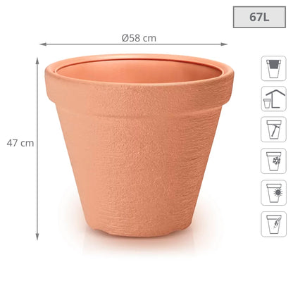 Maceta Classic 67l., Dimensiones (mm) 580x580x470, Color Ladrillo