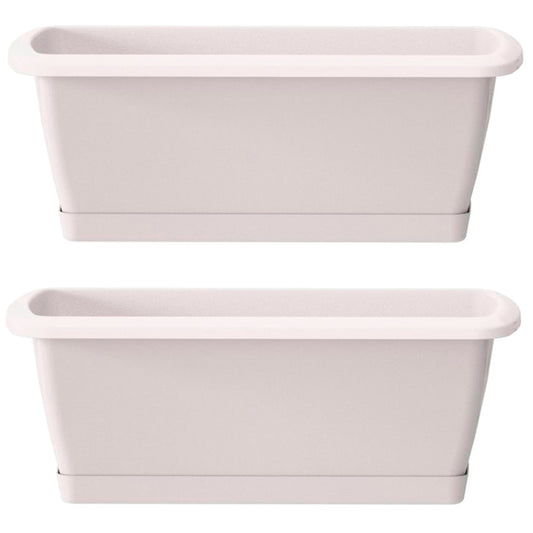 2x Jardinera Respana Con Soporte De Plastico En Color Blanco 78,6 (largo) X 18,4 (ancho) X 14,5 (alto) Cm