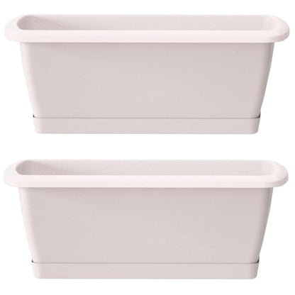 2x Jardinera Respana Con Soporte De Plastico En Color Blanco 78,6 (largo) X 18,4 (ancho) X 14,5 (alto) Cm_0