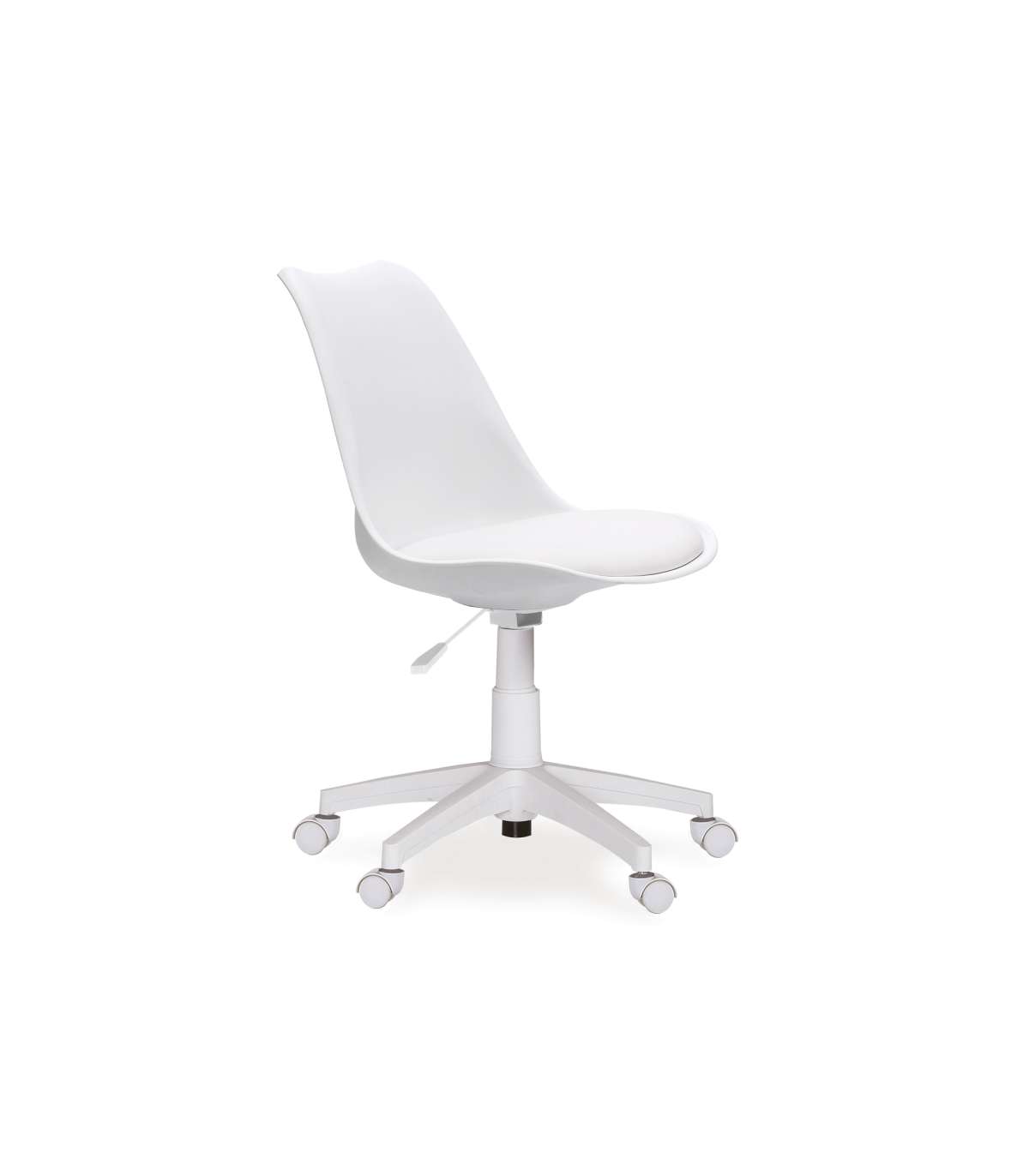 Sillón Giratorio Lina Tapizado En Simil Piel Blanco, 79-89cm(alto) 60cm(ancho) 60cm(fondo_0