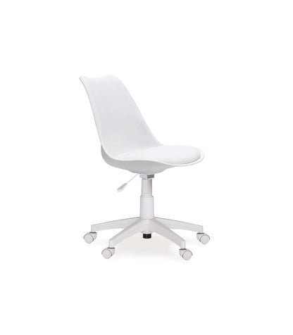 Sillón Giratorio Lina Tapizado En Simil Piel Blanco, 79-89cm(alto) 60cm(ancho) 60cm(fondo_0