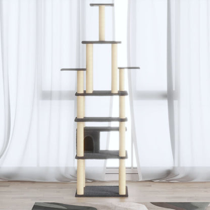 Vidaxl Rascador Para Gatos Con Postes De Sisal Gris Oscuro 183 Cm_1