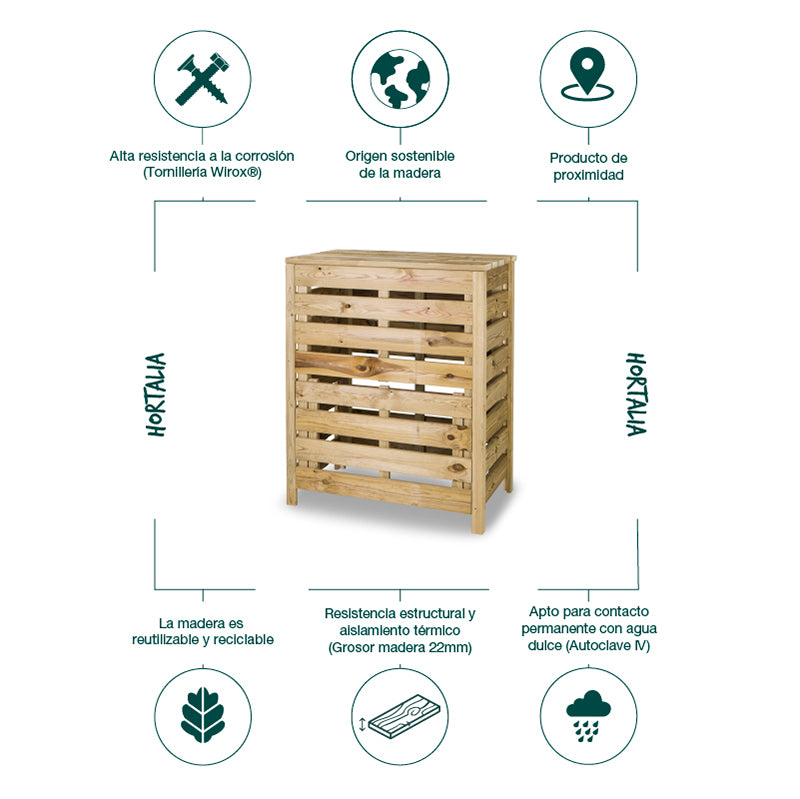 Compostador De Madera Tratada 315 L Hortalia_2