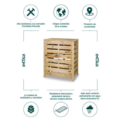 Compostador De Madera Tratada 315 L Hortalia_2