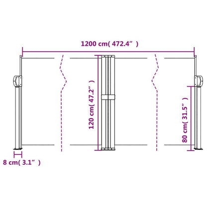 Vidaxl Toldo Lateral Retráctil Blanco 120x1200 Cm_2