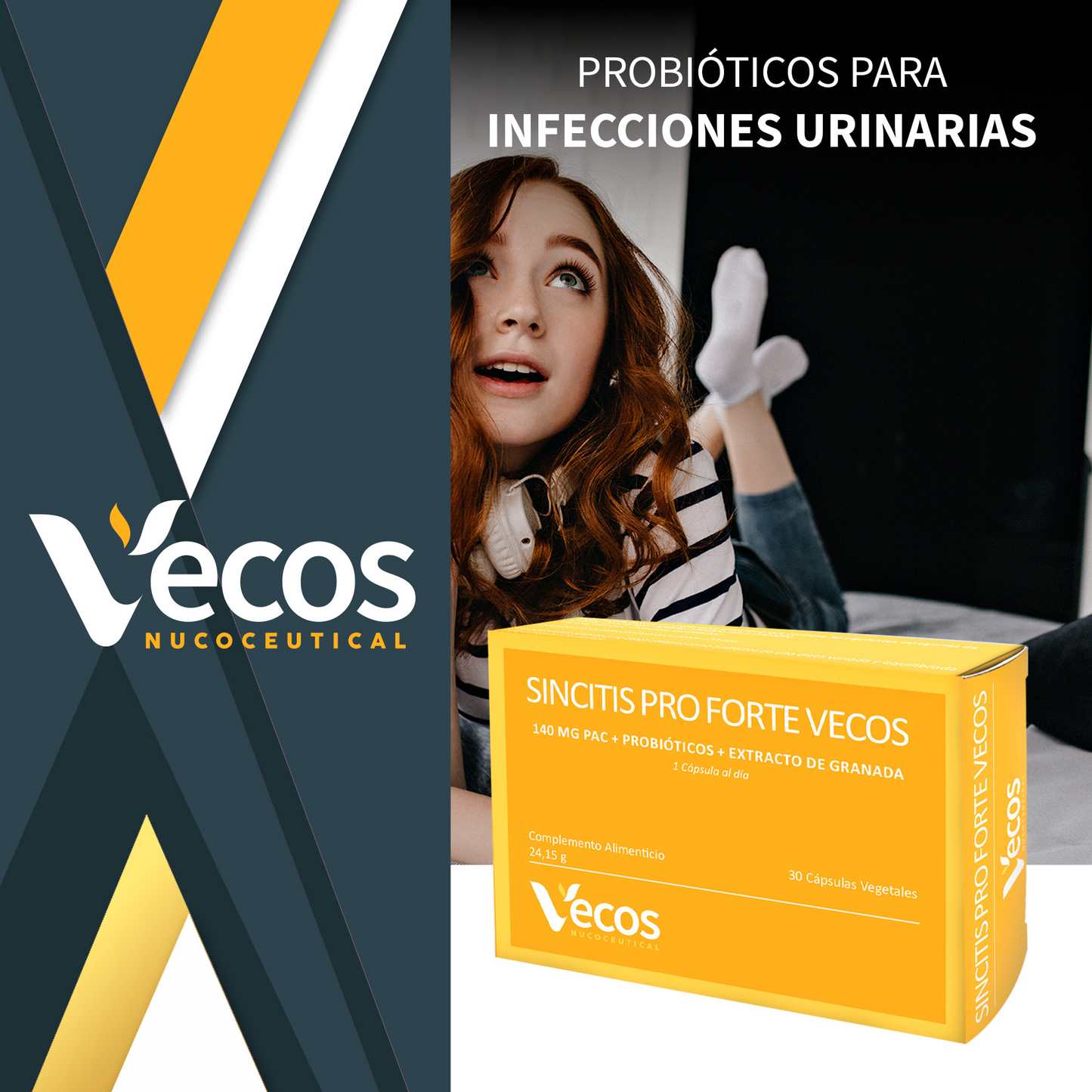 Sincitis Pro Forte Vecos 30 Cápsulas | Bienestar Femenino, Prevención De Cistitis| Arándano Rojo + Probióticos_1