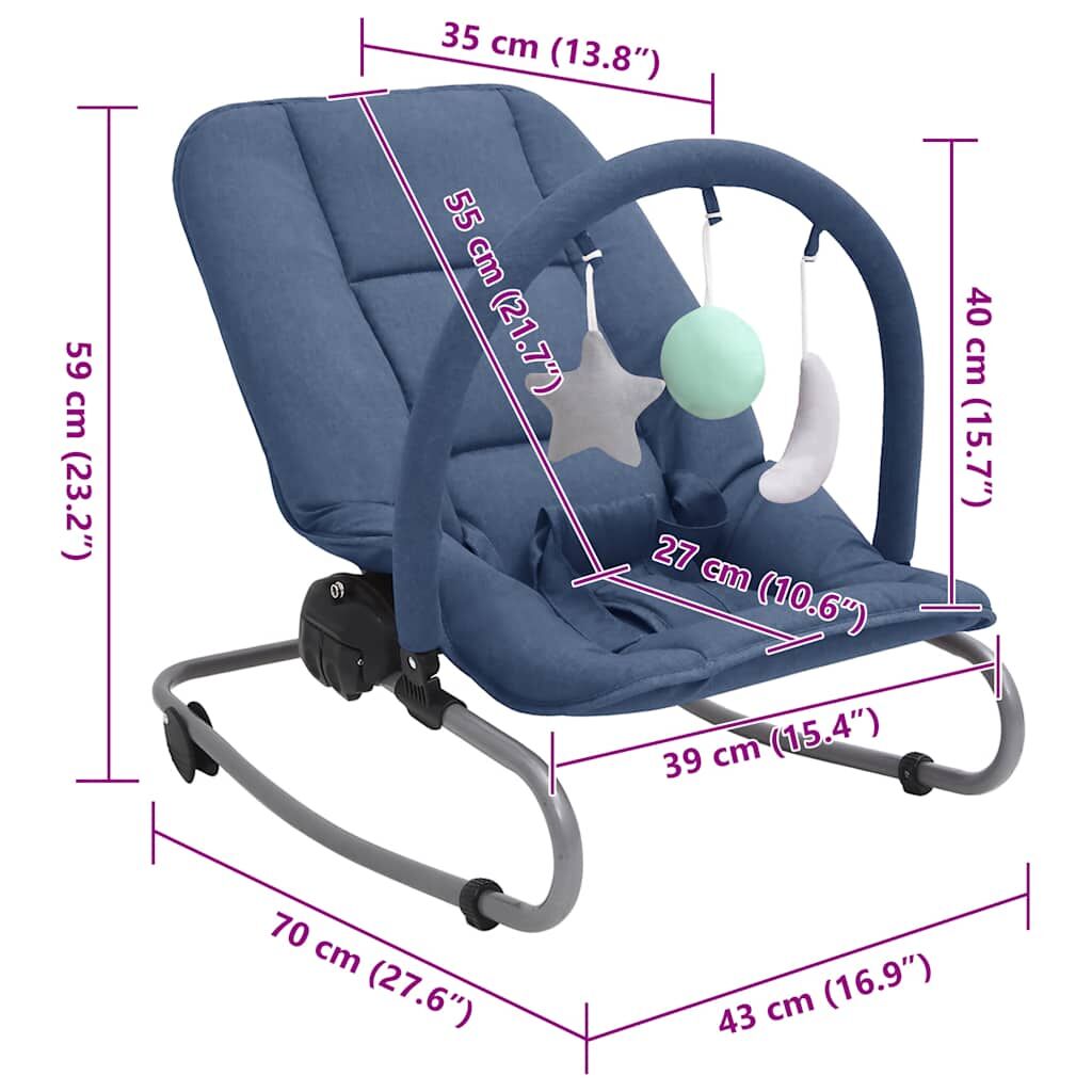 Vidaxl Hamaca Mecedora Para Bebés De Acero Azul Marino_2