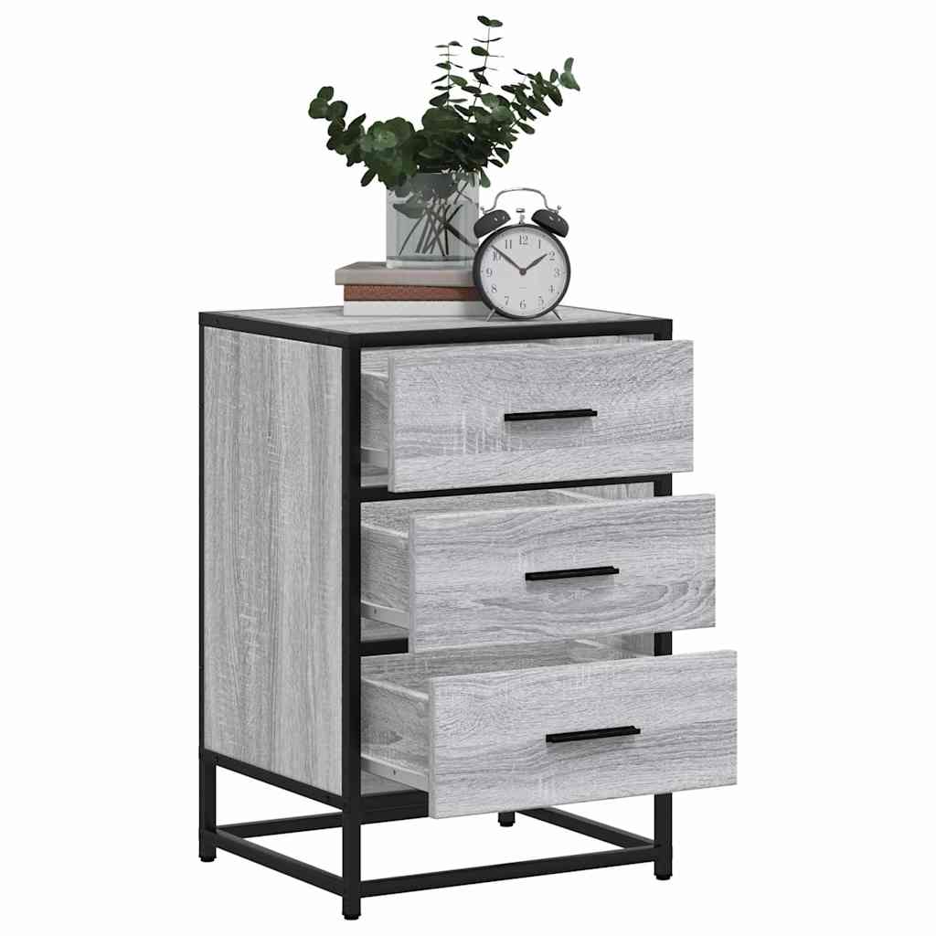 Mesita Noche Madera Ingeniería Gris Sonoma 40x34,5x60 Cm Metal_2