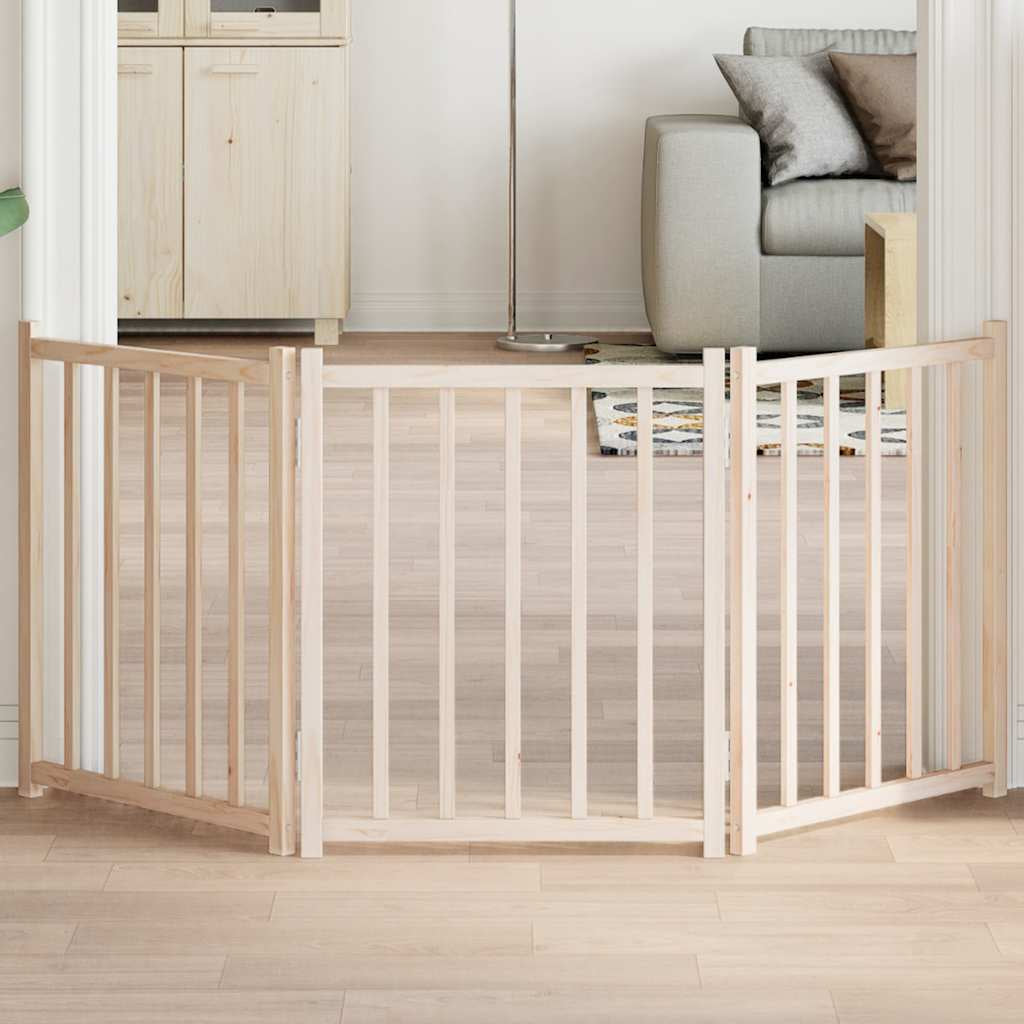Vidaxl Puerta Para Perros Plegable 3 Paneles Madera De Abeto 150 Cm_1