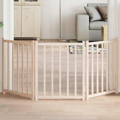 Vidaxl Puerta Para Perros Plegable 3 Paneles Madera De Abeto 150 Cm_1