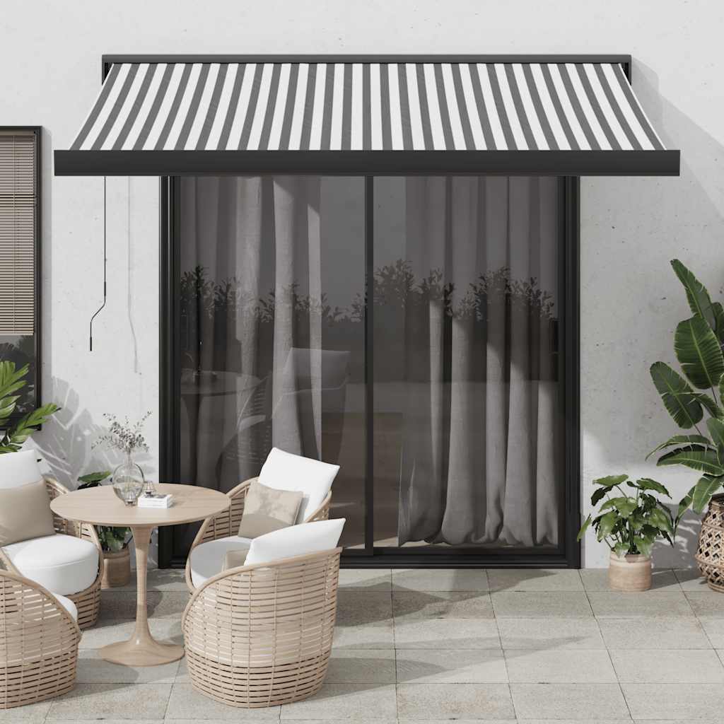 Toldo Retráctil Aluminio Y Tela Antracita Y Blanco 3,5x2,5 M_1