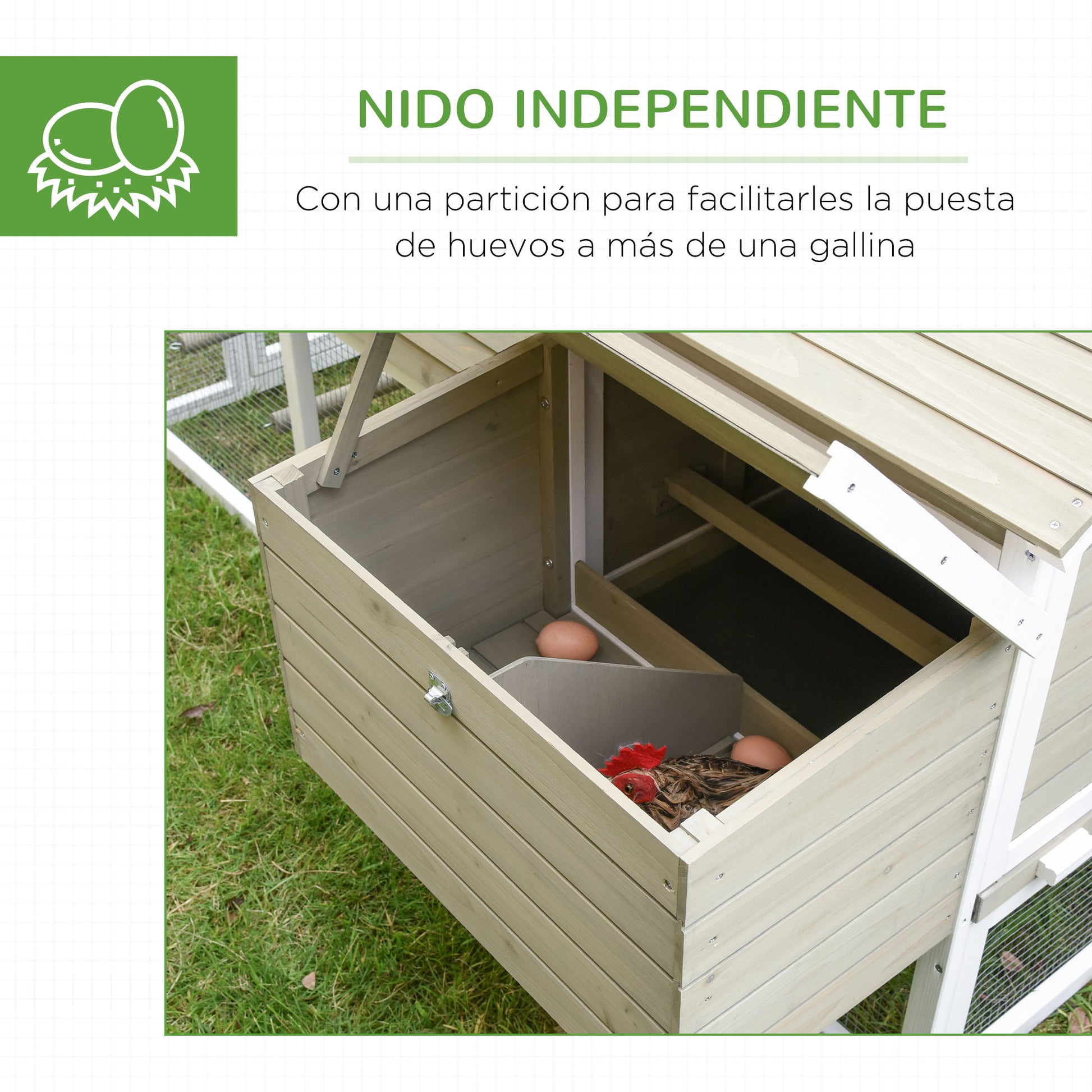 Pawhut Gallinero Exterior Madera Con Zona Abierta Ponedero Barras Y Bandeja_5