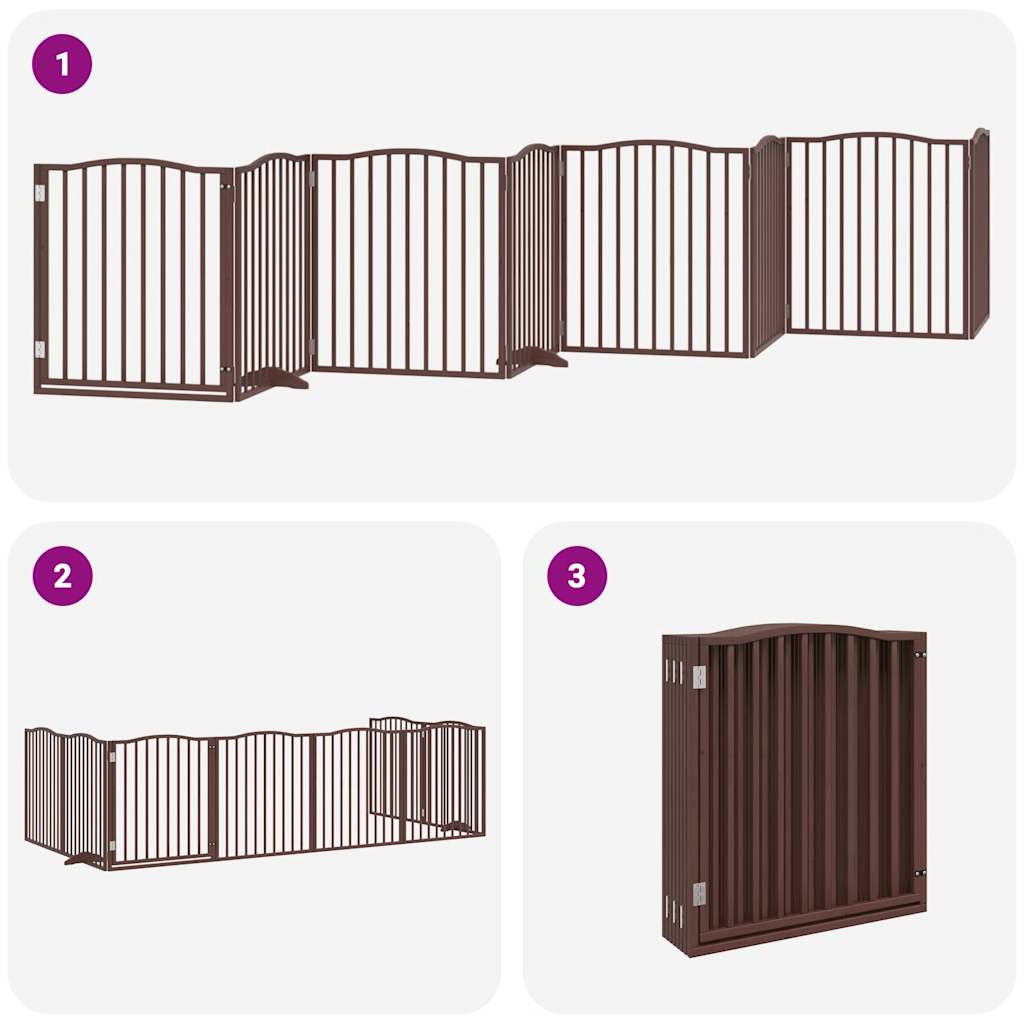 Vidaxl Puerta De Perros Plegable 8 Paneles Madera Álamo Marrón 640 Cm_3