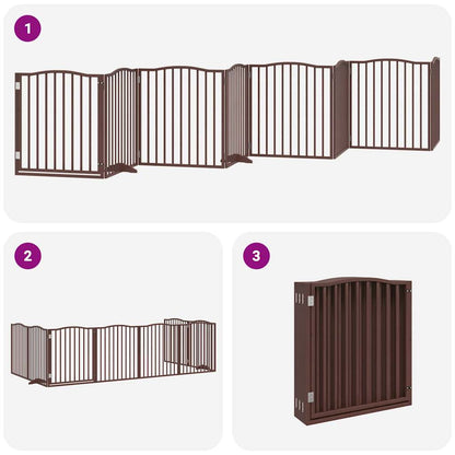 Vidaxl Puerta De Perros Plegable 8 Paneles Madera Álamo Marrón 640 Cm_3