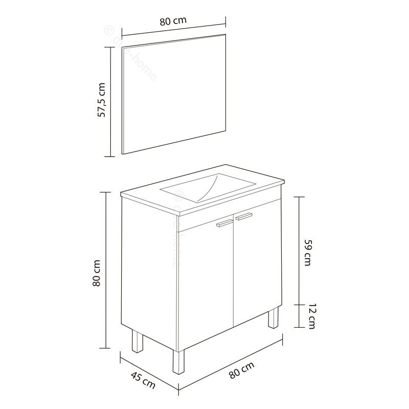 Mueble Lc1-80 De Baño - 2 Puertas + Espejo_5