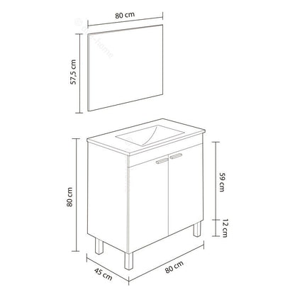 Mueble Lc1-80 De Baño - 2 Puertas + Espejo_5