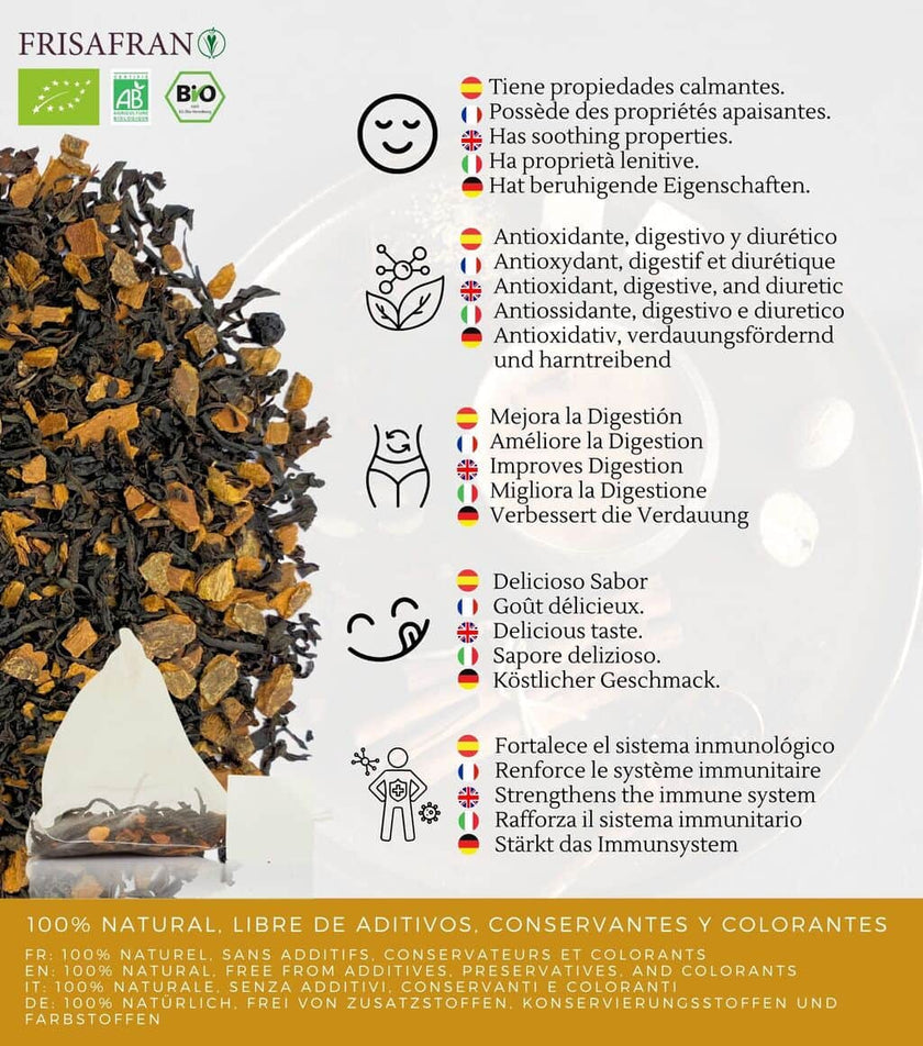 Té Negro Chai Ecológico Pirámides | Calidad | Frisafran