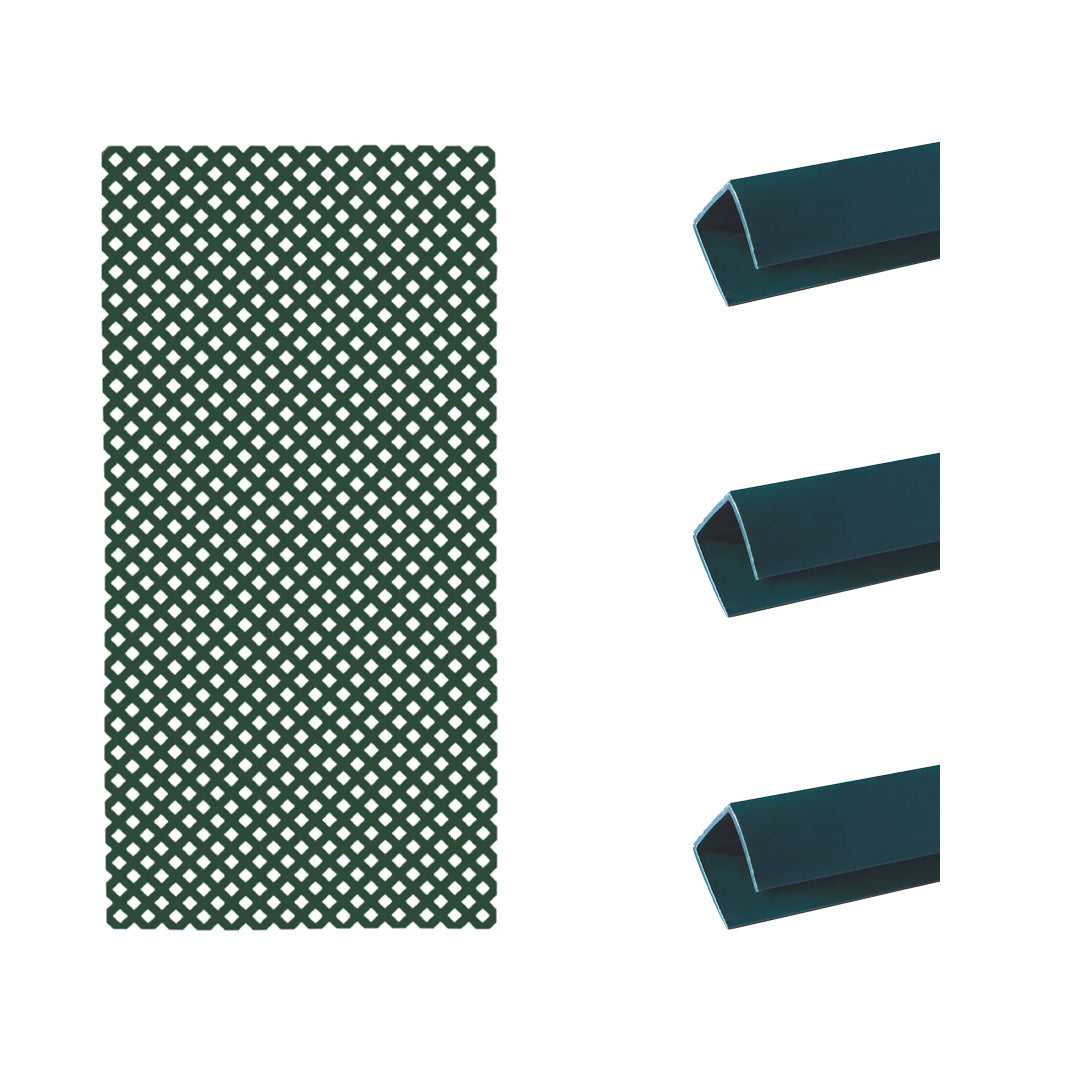 Pack Instalación Celosía Pvc 18 Mm + 3 Perfiles Verde 1x2 M_0