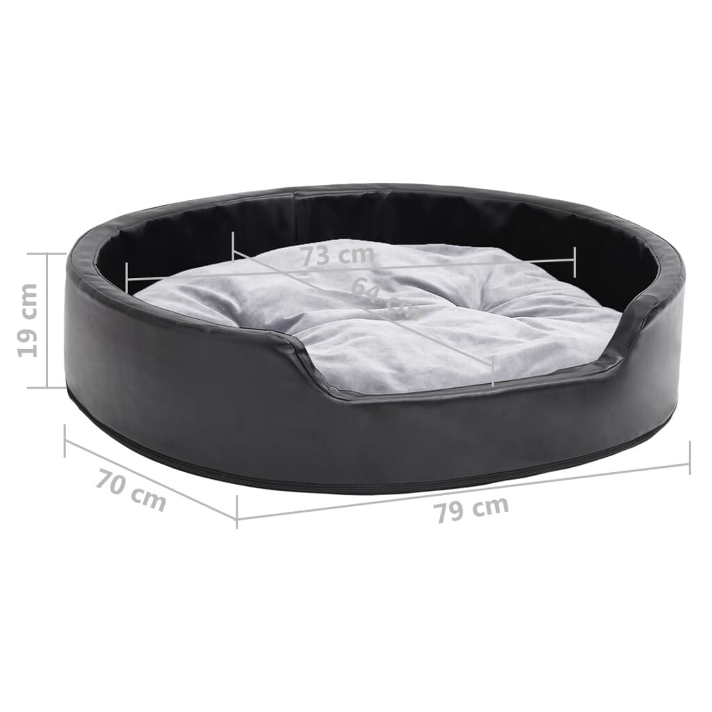 Vidaxl Cama Para Perros Felpa Y Cuero Sintético Negro Gris 79x70x19 Cm_2