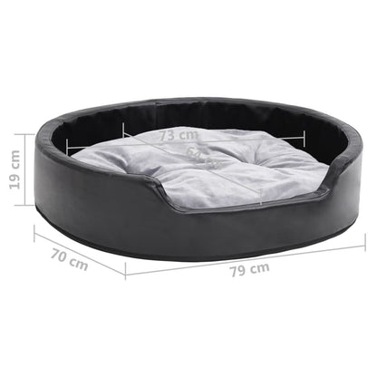 Vidaxl Cama Para Perros Felpa Y Cuero Sintético Negro Gris 79x70x19 Cm_2