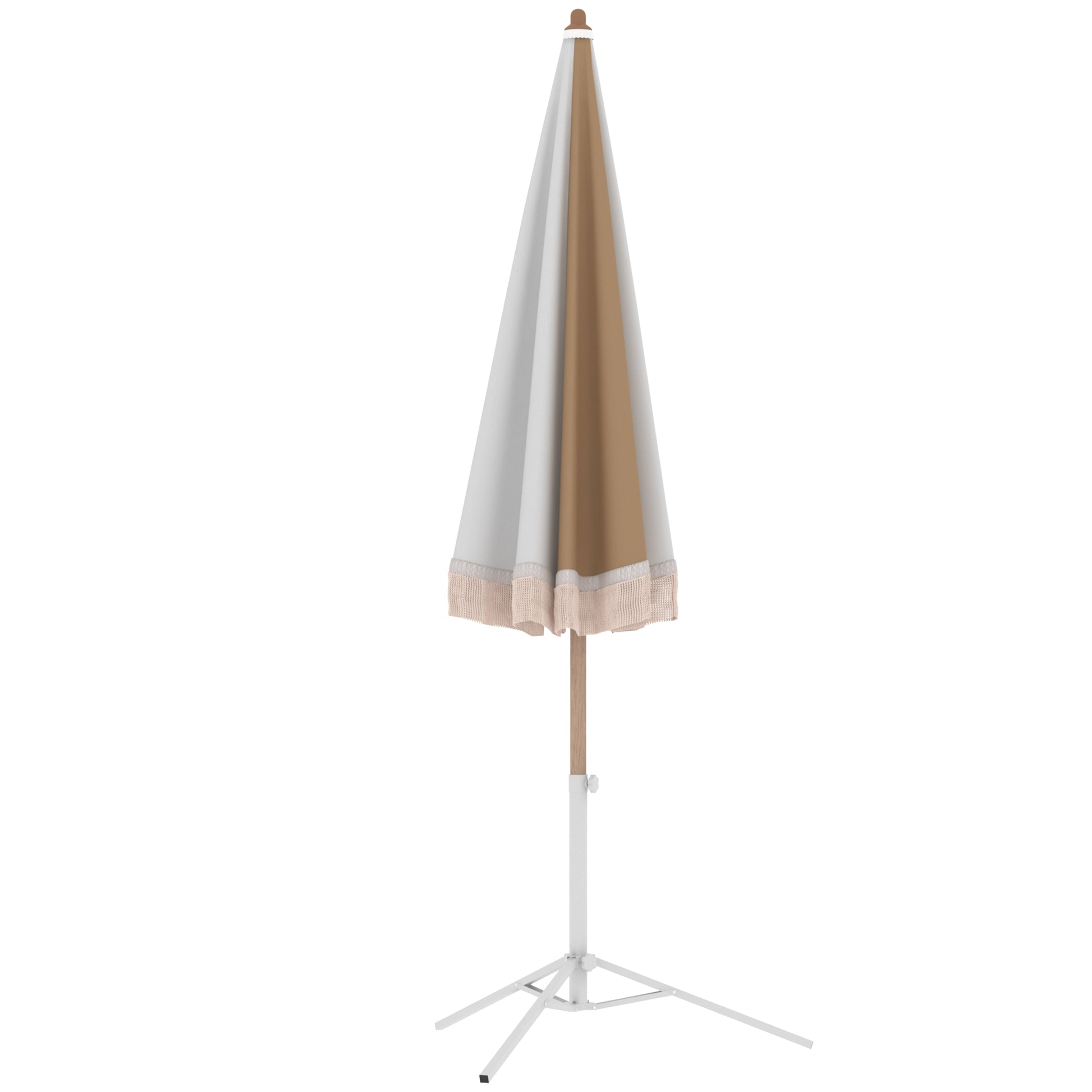 Outsunny Sombrilla De Playa Ø175 Cm Altura Ajustable Inclinación Blanco Y Beige_4