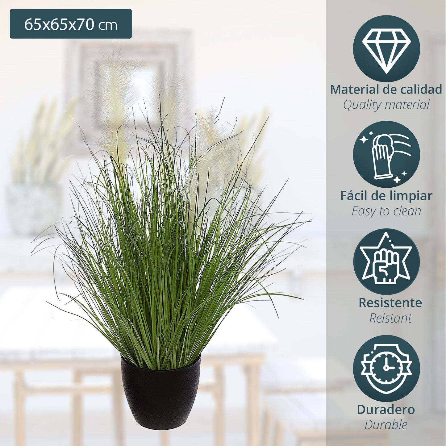 Ramo De Hierba En Maceta De Plástico