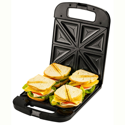 Sandwichera, 4 Sandwiches, Placas Antiadherentes, Tostado Perfecto, Acero Inoxidable, Compacta Adler Ad3055 2000w
