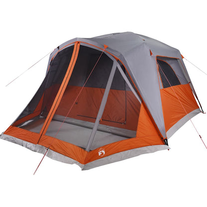 Tienda Familiar Con Porche 4 Personas Impermeable Gris Naranja_4