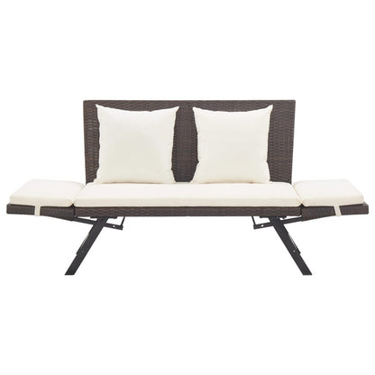 Vidaxl Banco De Jardín Con Cojines Ratán Sintético Marrón 176 Cm_5