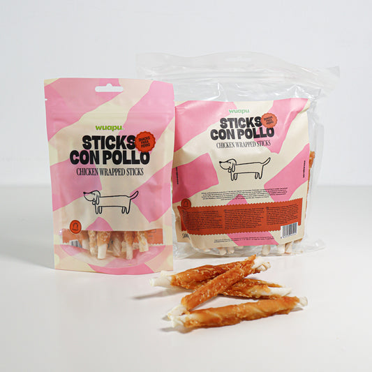 Snack Para Perro En Stick Vacuno Con Pollo Desecado Wuapu 12x100gr_0
