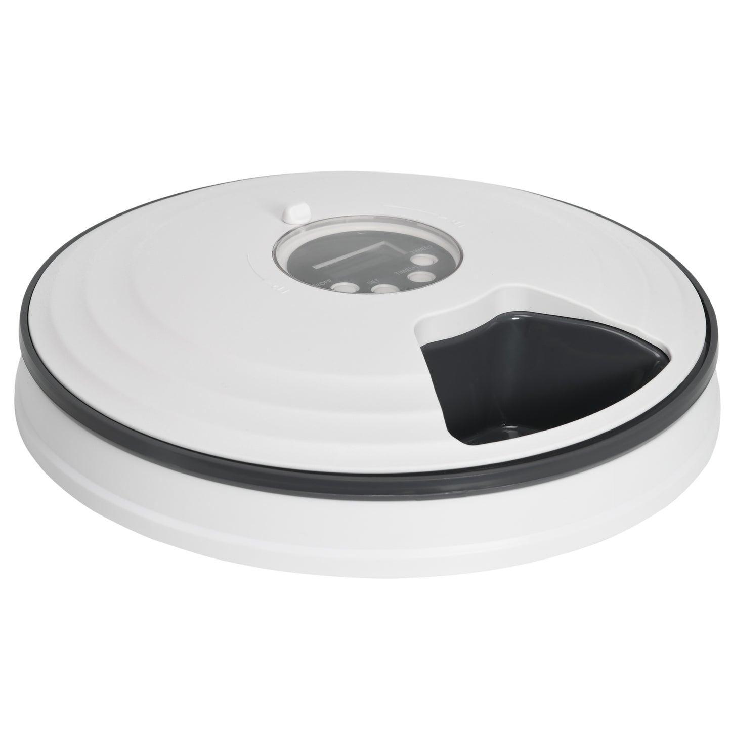 Pawhut Alimentador Automático Para Gatos Perros Temporizador Ø30,5x7,2 Cm Blanco_0