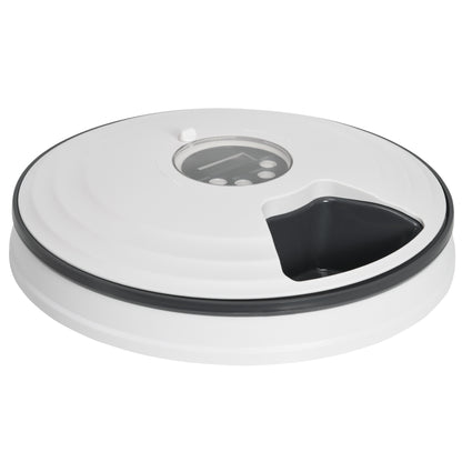 Pawhut Alimentador Automático Para Gatos Perros Temporizador Ø30,5x7,2 Cm Blanco_0