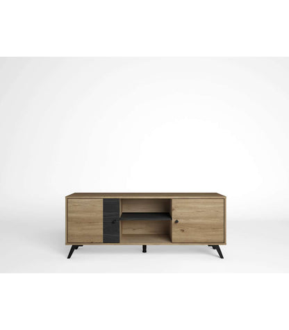 Mueble Televisión Natur 2 Puertas 2 Huecos Acabado Natural/bocamina, 136.3cm(ancho) 53.1c_0