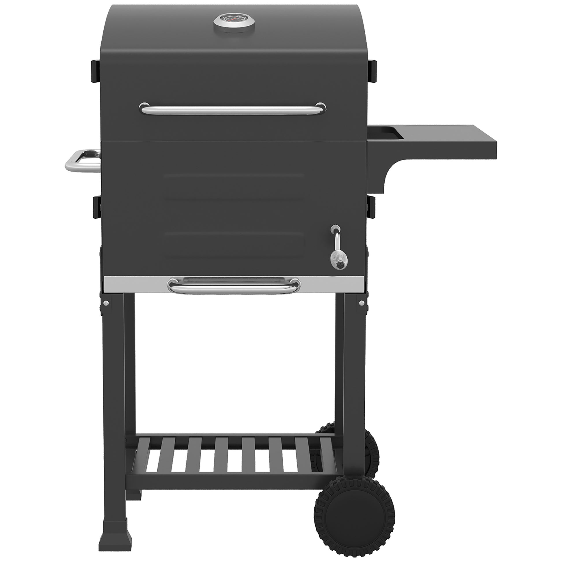 Outsunny Barbacoa De Carbón Con Termómetro Parrilla De Acero Estante Y Ruedas_4