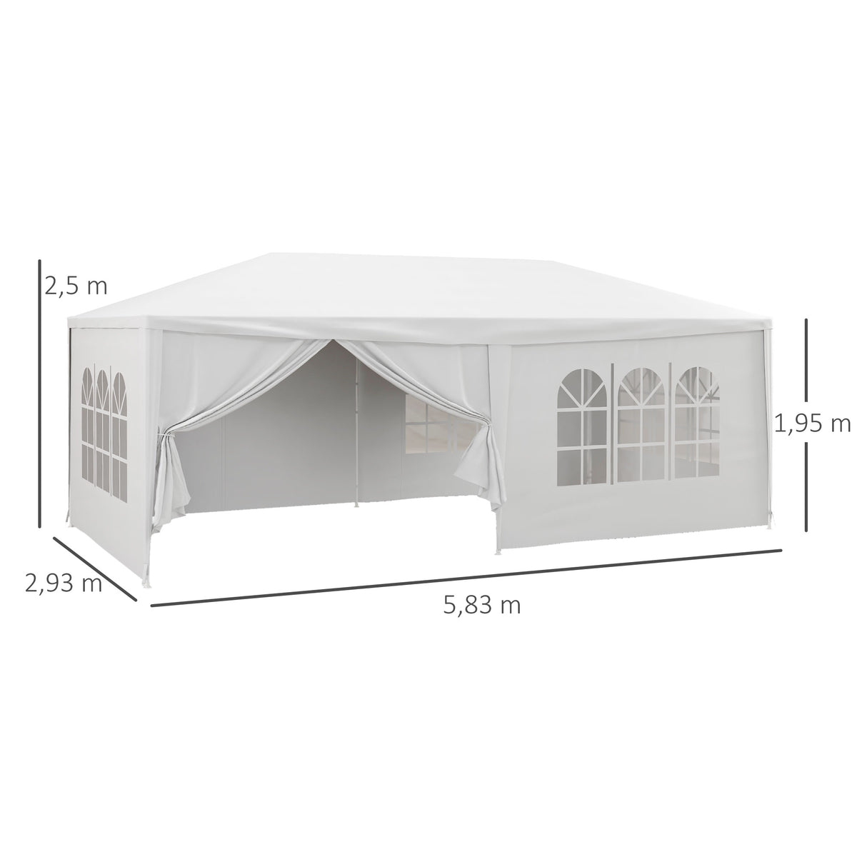 Carpa De Jardín Outsunny Metal, Pe Blanco 583x293x250 Cm_2