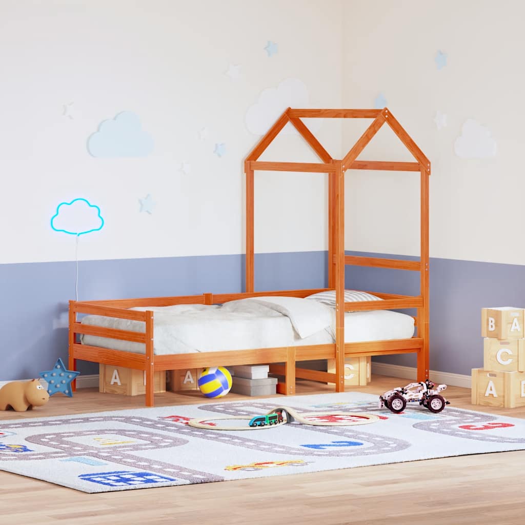 Techo De Cama Infantil Madera Maciza Pino Marrón 98x70x176,5 Cm_1