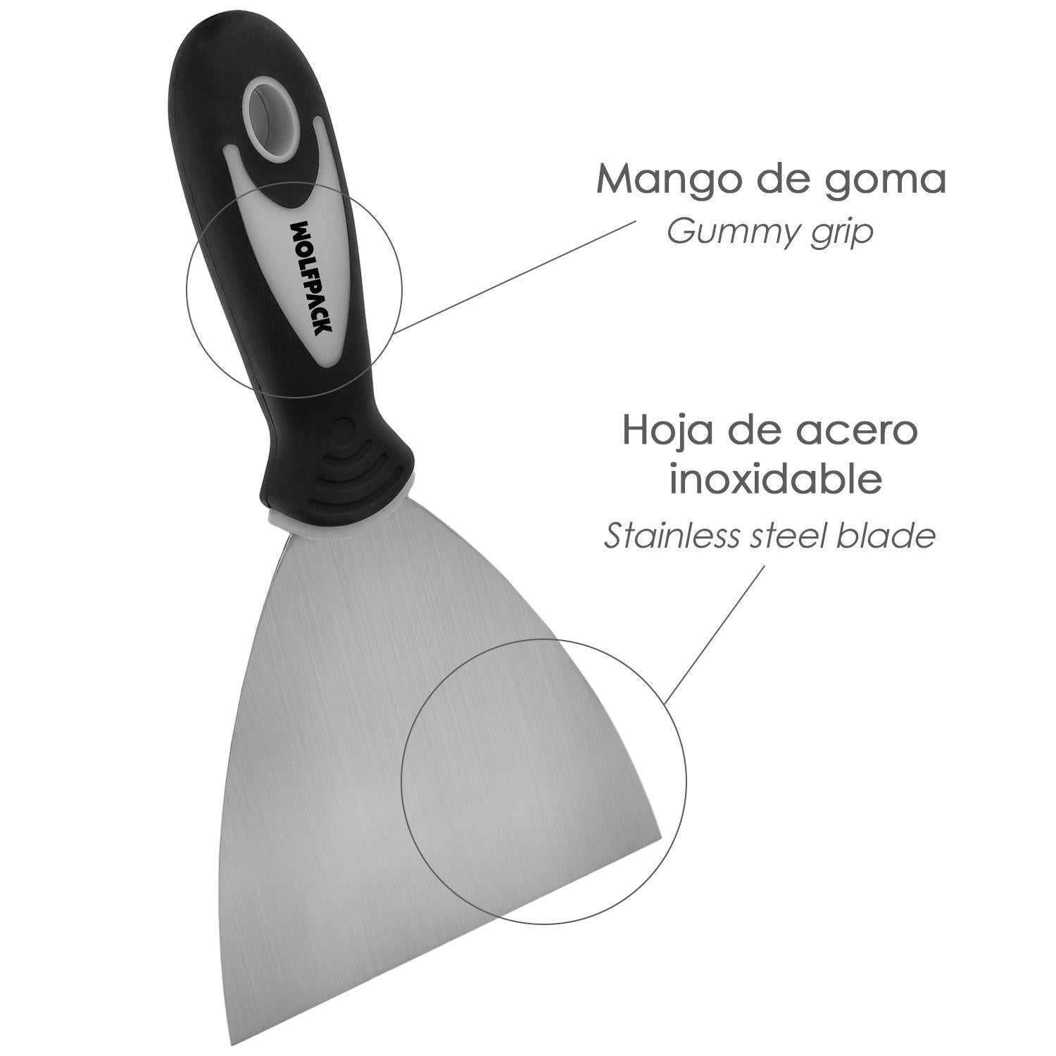 Espatula Acero Inoxidable Ancho 80 Mm. Con Mango De Goma Ergonomico, Espatula Pintor, Espatula Masilla, Paletina, Paleta Rascar_2