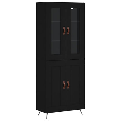 Aparador Alto Madera Contrachapada Negro 69,5x34x180 Cm_1