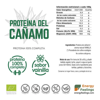 Pack 2x Proteína de cáñamo vainilla Energy feelings 1 kg
