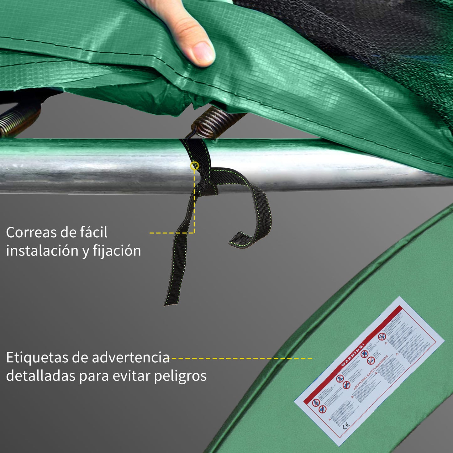 Homcom Cubierta Protectora Para Cama Elástica Trampolín Ø244 Cm Verde_5