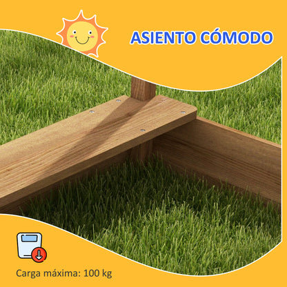 Outsunny Arenero Para Niños De Madera Con Toldo 124x116x146 Cm Marrón_5