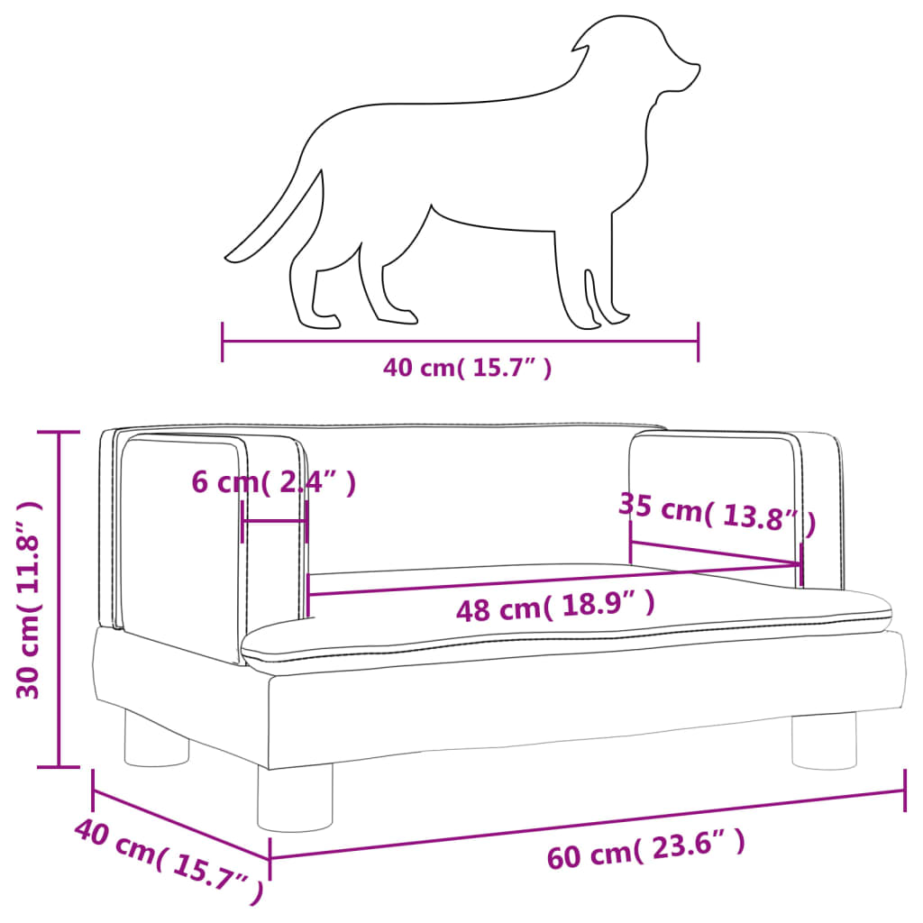 Cama Para Perros De Cuero Sintético Crema 60x40x30 Cm / Vetonek_0