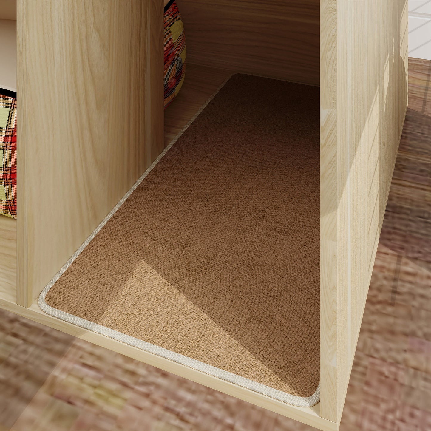 Pawhut Mueble Arenero Para Gatos Con Almohadilla Para Rascar 80x50x50 Cm Roble_3