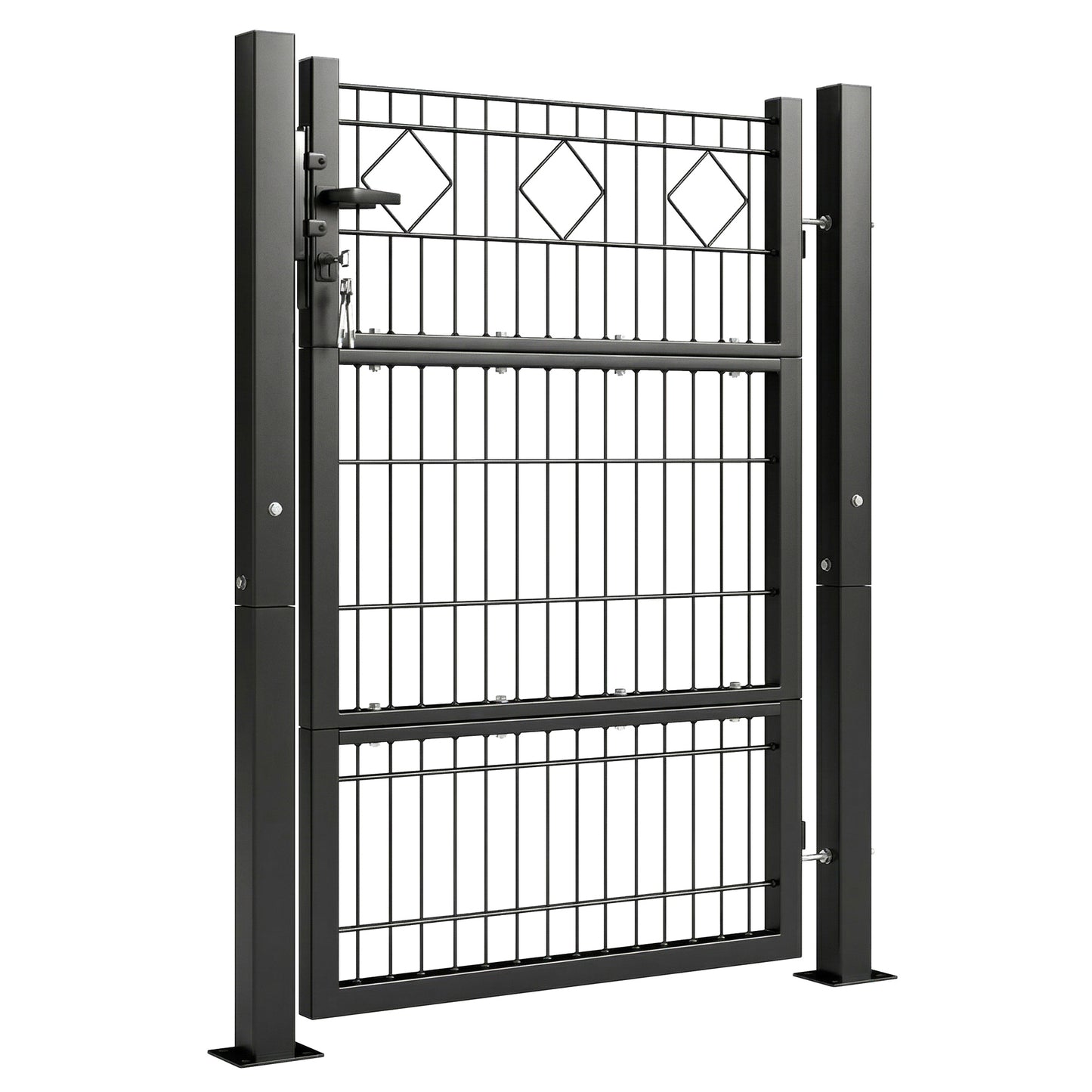 Outsunny Puerta De Jardín 100x131 Cm Con Manilla Cerradura Y 3 Llaves Gris_0