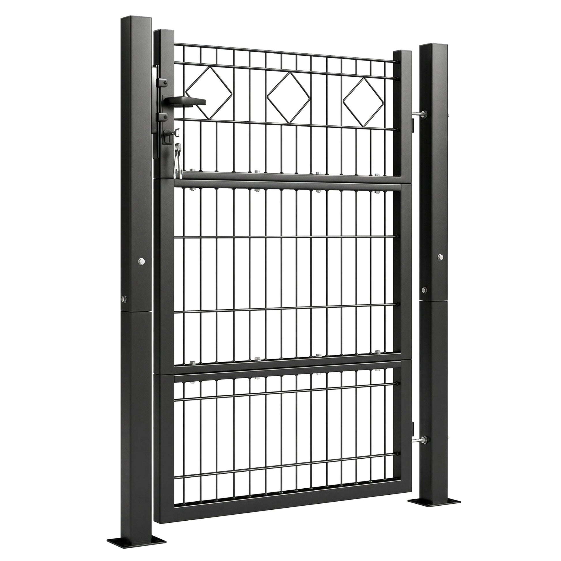 Outsunny Puerta De Jardín 100x131 Cm Con Manilla Cerradura Y 3 Llaves Gris_0