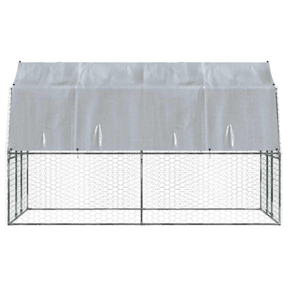 Vidaxl Jaula Para Perros Con Techo Y Puerta Acero Galvanizado Plateado_4