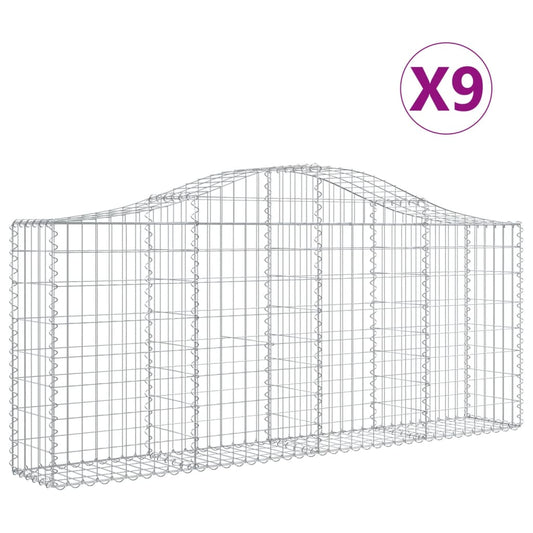 Cestas De Gaviones 9 Uds Forma De Arco Hierro 200x30x80/100 Cm_0